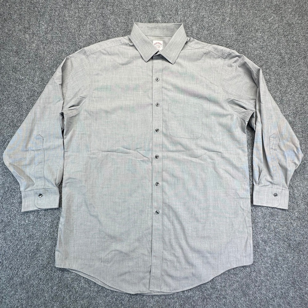 Brooks Brothers 1818 Non-Iron Dress Shirt Mens‎ 16/32 Gray Micro Check Cotton